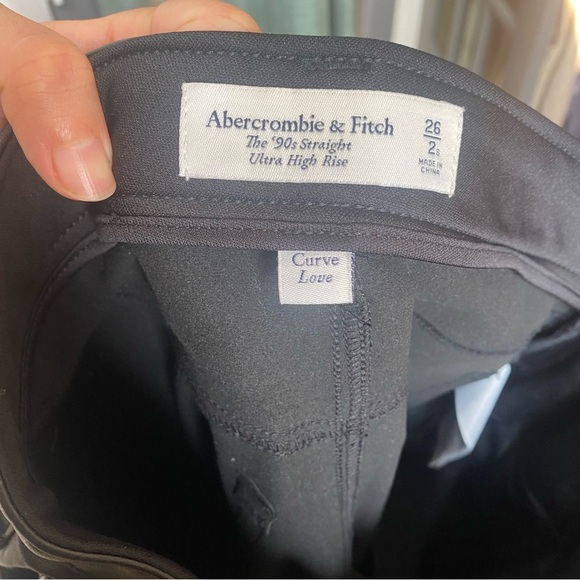 Abercrombie & Fitch the 90s straight ultra high rise curve love Leather Jeans - Picture 2 of 6